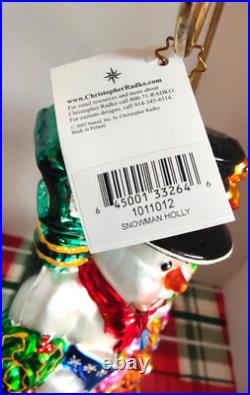 Christopher Radko Blown Glass Snowman Holly Christopher Radko Blown Glass Snowman Holly