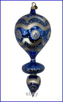 Christopher Radko Blue Blossoms Glass Drop Ornament 00-1382-0 Rare