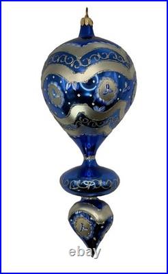 Christopher Radko Blue Blossoms Glass Drop Ornament 00-1382-0 Rare