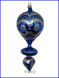 Christopher Radko Blue Blossoms Glass Drop Ornament 00-1382-0 Rare