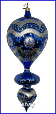 Christopher Radko Blue Blossoms Glass Drop Ornament 00-1382-0 Rare