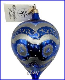 Christopher Radko Blue Blossoms Glass Drop Ornament 00-1382-0 Rare