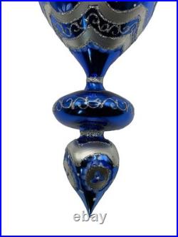 Christopher Radko Blue Blossoms Glass Drop Ornament 00-1382-0 Rare