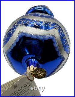 Christopher Radko Blue Blossoms Glass Drop Ornament 00-1382-0 Rare