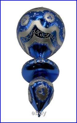 Christopher Radko Blue Blossoms Glass Drop Ornament 00-1382-0 Rare