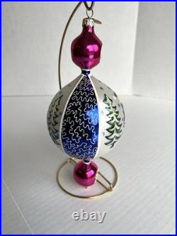 Christopher Radko Blue Lucy 15th Anniversary Ornament Double Reflectors Drop