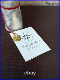 Christopher Radko Blue Santa Finial Tree Topper. Hand-Blown Glass. 17