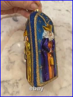 Christopher Radko Blue Three Wise Men Kings Bible Ornament Rare Christmas Glass