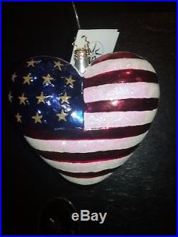 Christopher Radko Brave Heart Christmas Ornament Commemorating 9/11 Heart