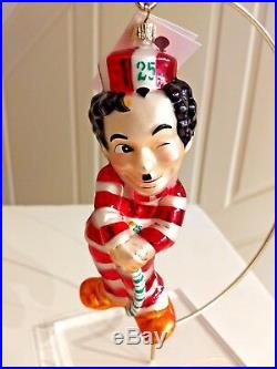 Christopher Radko CANDY CANE CHAPLIN Ornament Tag 1999 Little Tramp BOXED