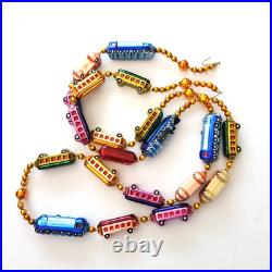 Christopher Radko CHRISTMAS EXPRESS Train Glass Garland 72 inch 93-394-0