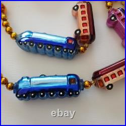 Christopher Radko CHRISTMAS EXPRESS Train Glass Garland 72 inch 93-394-0