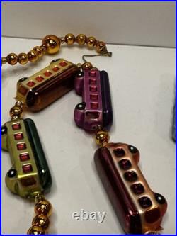 Christopher Radko CHRISTMAS EXPRESS Train Glass Garland 72 inch 93-394-0 READ