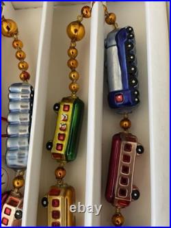 Christopher Radko CHRISTMAS EXPRESS Train Glass Garland With Box 72