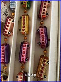 Christopher Radko CHRISTMAS EXPRESS Train Glass Garland With Box 72