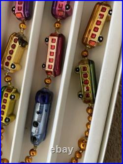 Christopher Radko CHRISTMAS EXPRESS Train Glass Garland With Box 72