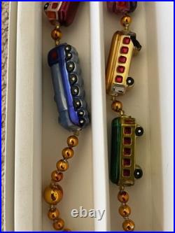 Christopher Radko CHRISTMAS EXPRESS Train Glass Garland With Box 72