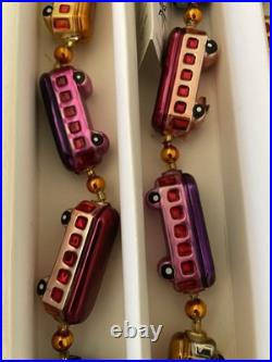 Christopher Radko CHRISTMAS EXPRESS Train Glass Garland With Box 72