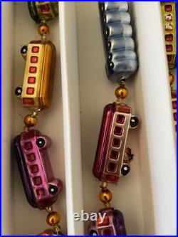 Christopher Radko CHRISTMAS EXPRESS Train Glass Garland With Box 72