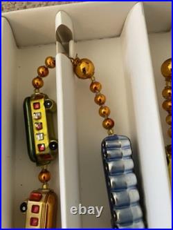 Christopher Radko CHRISTMAS EXPRESS Train Glass Garland With Box 72