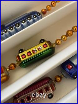 Christopher Radko CHRISTMAS EXPRESS Train Glass Garland With Box 72