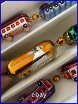 Christopher Radko CHRISTMAS EXPRESS Train Glass Garland With Box 72