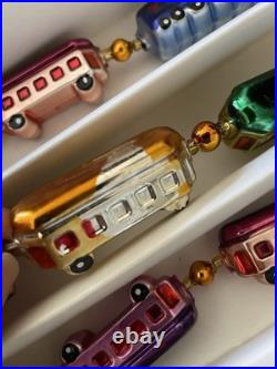 Christopher Radko CHRISTMAS EXPRESS Train Glass Garland With Box 72