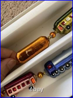 Christopher Radko CHRISTMAS EXPRESS Train Glass Garland With Box 72