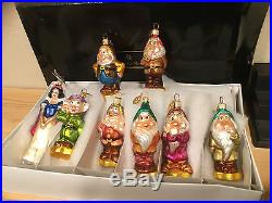 Christopher Radko COMPLETE Petite Snow White & 7 Dwarf Set Glass Ornaments wBOX