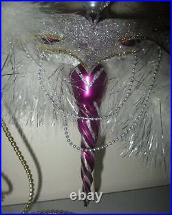 Christopher Radko CRYSTAL FROST Masquerade Feather Lady Christmas Ornament Italy