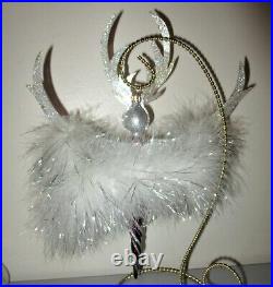 Christopher Radko CRYSTAL FROST Masquerade Feather Lady Christmas Ornament Italy