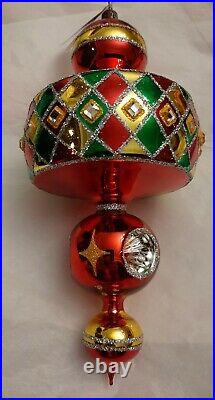 Christopher Radko CRYSTAL SPINTOP Red/Green 20th Anniversary 2005