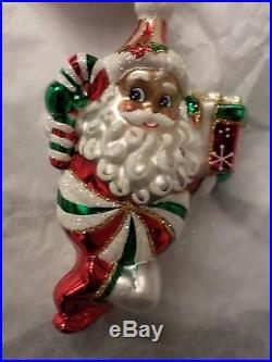 Christopher Radko Candy Cane Claus Santa Christmas Ornament 2014 NWT