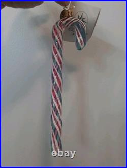 Christopher Radko Candy Cane Minty Twirls Christmas Tree Ornament RARE Pink Blue