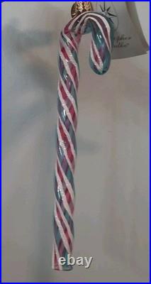 Christopher Radko Candy Cane Minty Twirls Christmas Tree Ornament RARE Pink Blue