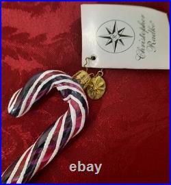 Christopher Radko Candy Cane Minty Twirls Christmas Tree Ornament RARE Pink Blue