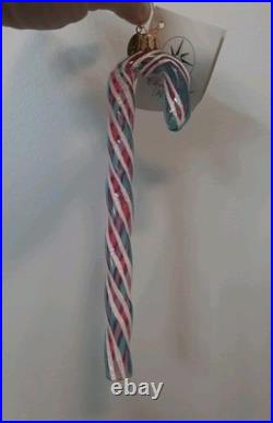 Christopher Radko Candy Cane Minty Twirls Christmas Tree Ornament RARE Pink Blue
