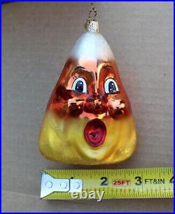Christopher Radko Candy Corn Face Ornaments Glass Halloween Christmas Retired