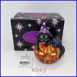 Christopher Radko Cat For A Hat Glass Halloween Ornament