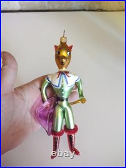 Christopher Radko Cavalier Cat Blown Glass Christmas Cat Ornament #98-414-0 VG Christopher Radko Cavalier Cat Blown Glass Christmas Cat Ornament #98-414-0 VG