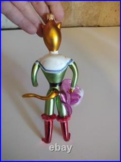 Christopher Radko Cavalier Cat Blown Glass Christmas Cat Ornament #98-414-0 VG