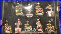 Christopher Radko Celebrations Santa and Reindeer 9 Glass Ornaments 2.5 set