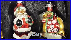Christopher Radko Celebrations Santa and Reindeer 9 Glass Ornaments 2.5 set