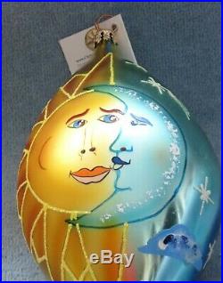 Christopher Radko Celestial Ornament Rare 2001 Sun & Moon Teardrop, Day Into N