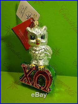Christopher Radko Chi Omega Owl Fraternity Glass Ornament