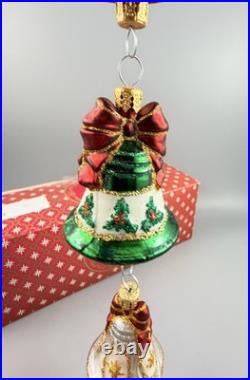 Christopher Radko Christmas Bell Trio Bells Dangle Glass Ornament with Box Christopher Radko Christmas Bell Trio Bells Dangle Glass Ornament with Box