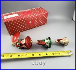 Christopher Radko Christmas Bell Trio Bells Dangle Glass Ornament with Box