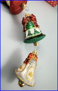 Christopher Radko Christmas Bell Trio Bells Dangle Glass Ornament with Box
