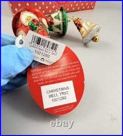 Christopher Radko Christmas Bell Trio Bells Dangle Glass Ornament with Box