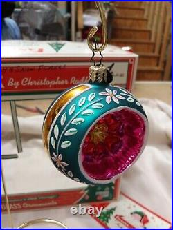 Christopher Radko Christmas Fantasia ornaments balls set of 6 in Box Glass Shiny